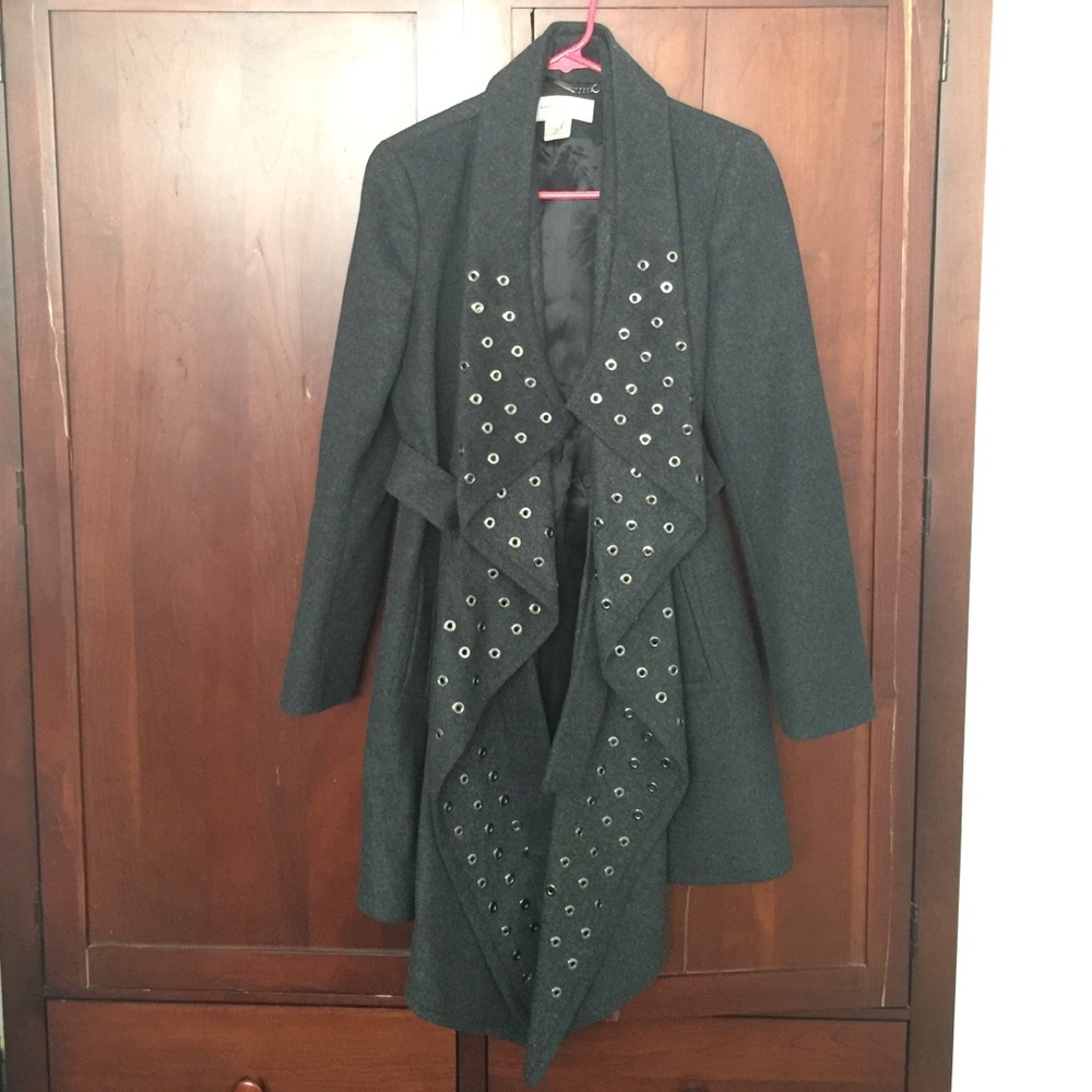 Karen Millen Drape Tie Front Wool Coat